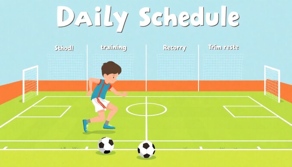 Суточный режим и план уроков для начинающих футболистов - иллюстрация